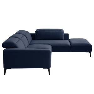 Ecksofa BERRIE mit Ottomane Webstoff - Webstoff Milan: Dunkelblau - Breite: 263 cm - Ottomane davorstehend rechts