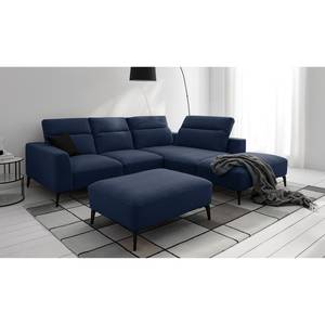 Ecksofa BERRIE mit Ottomane Webstoff - Webstoff Milan: Dunkelblau - Breite: 263 cm - Ottomane davorstehend rechts