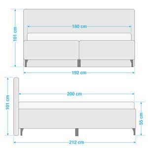 Gestoffeerd bed Mackville Grijs - Textiel - 192 x 101 x 212 cm