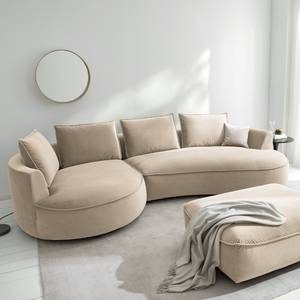 Bigsofa BUCKLEY Samt Shyla: Beige - Ausrichtung links