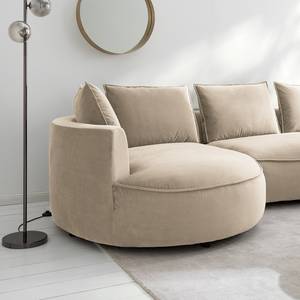 Divano panoramico BUCKLEY Velluto - Velluto Shyla: beige - Orientato a sinistra