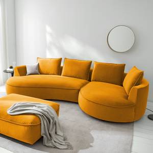 Divano panoramico BUCKLEY Velluto - Velluto Shyla: giallo-arancio - Orientato a destra