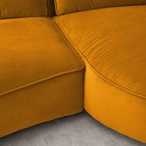 Grand canapé BUCKLEY Velours - Velours Shyla: Orange jaune - Alignement à droite