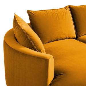 Divano panoramico BUCKLEY Velluto - Velluto Shyla: giallo-arancio - Orientato a sinistra