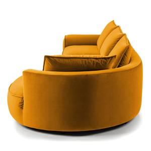 Divano angolare con penisola BUCKLEY Velluto - Velluto Shyla: giallo-arancio - Longchair preimpostata a destra