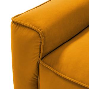 Divano angolare con penisola BUCKLEY Velluto - Velluto Shyla: giallo-arancio - Longchair preimpostata a destra