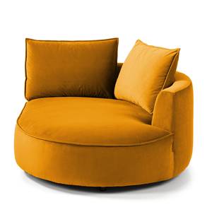 Divano angolare con penisola BUCKLEY Velluto - Velluto Shyla: giallo-arancio - Longchair preimpostata a destra