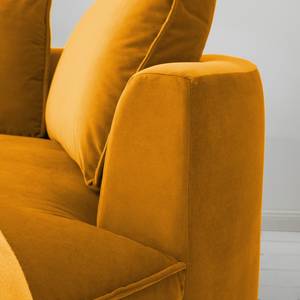 Divano angolare con penisola BUCKLEY Velluto - Velluto Shyla: giallo-arancio - Longchair preimpostata a destra