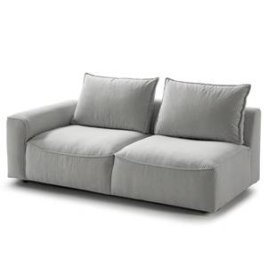 Ecksofa BUCKLEY mit Ottomane Webstoff - Webstoff Saia: Hellgrau - Longchair davorstehend rechts