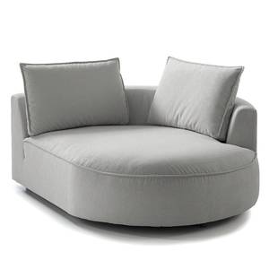 Ecksofa BUCKLEY mit Ottomane Webstoff - Webstoff Saia: Hellgrau - Longchair davorstehend rechts