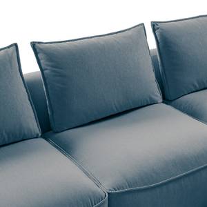 Ecksofa BUCKLEY mit Ottomane Webstoff - Webstoff Saia: Denim - Longchair davorstehend rechts