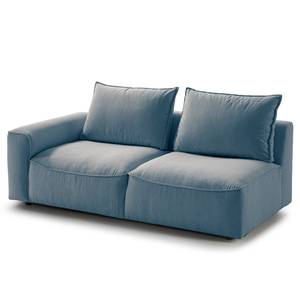 Divano angolare con penisola BUCKLEY Tessuto - Tessuto Saia: blu jeans - Longchair preimpostata a destra