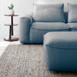 Ecksofa BUCKLEY mit Ottomane Webstoff - Webstoff Saia: Denim - Longchair davorstehend rechts