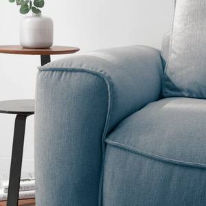 Ecksofa BUCKLEY mit Ottomane Webstoff - Webstoff Saia: Denim - Longchair davorstehend rechts