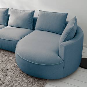 Divano angolare con penisola BUCKLEY Tessuto - Tessuto Saia: blu jeans - Longchair preimpostata a destra