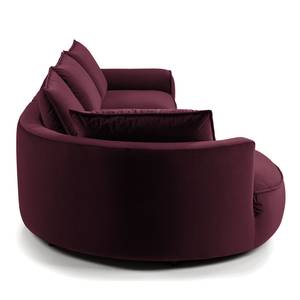 Ecksofa BUCKLEY mit Ottomane Samt - Samt Shyla: Aubergine - Longchair davorstehend links