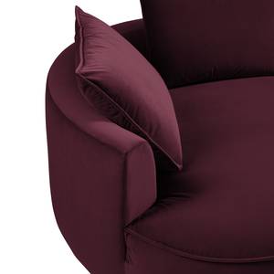 Ecksofa BUCKLEY mit Ottomane Samt - Samt Shyla: Aubergine - Longchair davorstehend links