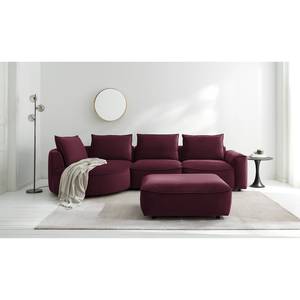 Ecksofa BUCKLEY mit Ottomane Samt - Samt Shyla: Aubergine - Longchair davorstehend links