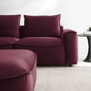 Ecksofa BUCKLEY mit Ottomane Samt - Samt Shyla: Aubergine - Longchair davorstehend links