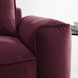 Ecksofa BUCKLEY mit Ottomane Samt - Samt Shyla: Aubergine - Longchair davorstehend links