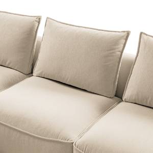 Canapé d’angle BUCKLEY avec ottomane Tissu - Tissu Saia: Beige - Méridienne courte à gauche (vue de face)