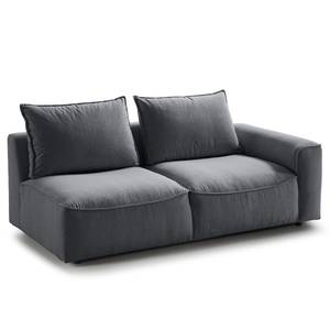 Ecksofa BUCKLEY mit Ottomane Webstoff Saia: Steingrau - Longchair davorstehend links