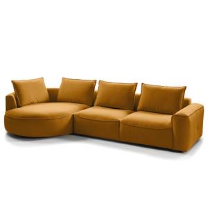 Ecksofa BUCKLEY mit Ottomane Webstoff Saia: Ocker - Longchair davorstehend links