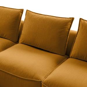 Ecksofa BUCKLEY mit Ottomane Webstoff Saia: Ocker - Longchair davorstehend links