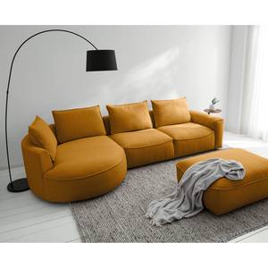 Ecksofa BUCKLEY mit Ottomane Webstoff Saia: Ocker - Longchair davorstehend links