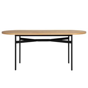 Eettafel Xavi fineer van echt hout/metaal - eikenhout/zwart