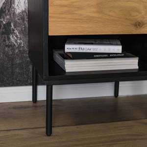 Table de chevet Xavi Placage en bois véritable / Métal - Chêne / Chêne noir