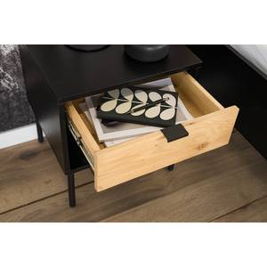 Table de chevet Xavi Placage en bois véritable / Métal - Chêne / Chêne noir