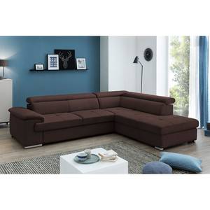 Ecksofa Bowery Microfaser - Schokolade/ Braun - Ottomane davorstehend rechts