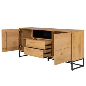 Dressoir Flox I fineer van echt hout/metaal - eikenhout/zwart