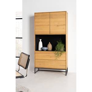 Buffet haut Flox Placage en bois véritable / Métal -Chêne / Noir