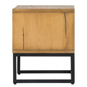Table de chevet Flox Placage en bois véritable / Métal -Chêne / Noir