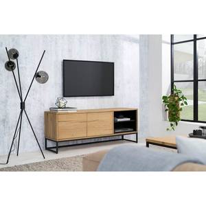 Meuble TV Flox II Placage en bois véritable / Métal -Chêne / Noir