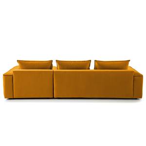 Divano con chaise longue BUCKLEY Velluto - Velluto Shyla: giallo-arancio - Longchair preimpostata a destra