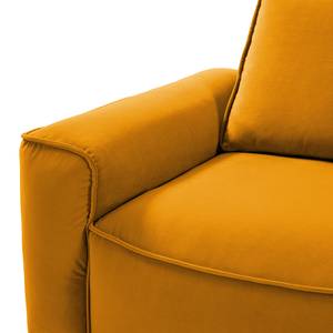 Hoekbank BUCKLEY met chaise longue fluweel - Velours Shyla: Oranje Geel - Longchair vooraanzicht rechts