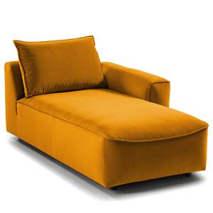 Hoekbank BUCKLEY met chaise longue fluweel - Velours Shyla: Oranje Geel - Longchair vooraanzicht rechts
