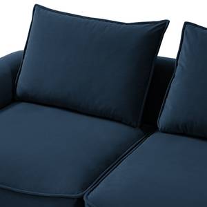 Divano con chaise longue BUCKLEY Velluto - Velluto Shyla: blu scuro - Longchair preimpostata a destra
