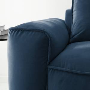 Hoekbank BUCKLEY met chaise longue fluweel - Velours Shyla: Donkerblauw - Longchair vooraanzicht rechts