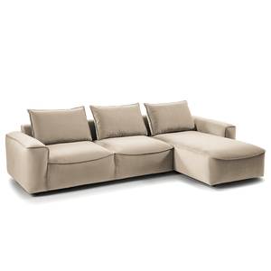 Ecksofa BUCKLEY mit Longchair Samt Shyla: Beige - Longchair davorstehend rechts