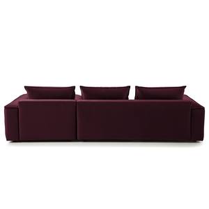 Ecksofa BUCKLEY mit Longchair Samt Shyla: Aubergine - Longchair davorstehend rechts