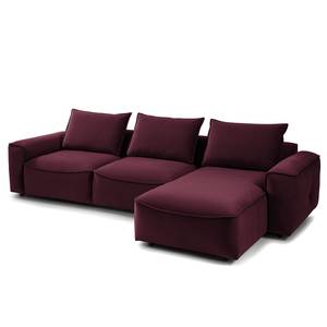 Ecksofa BUCKLEY mit Longchair Samt - Samt Shyla: Aubergine - Longchair davorstehend rechts