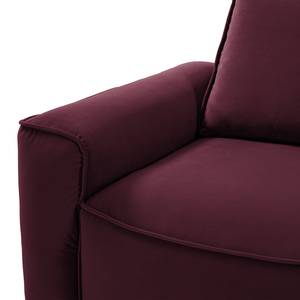 Ecksofa BUCKLEY mit Longchair Samt Shyla: Aubergine - Longchair davorstehend rechts