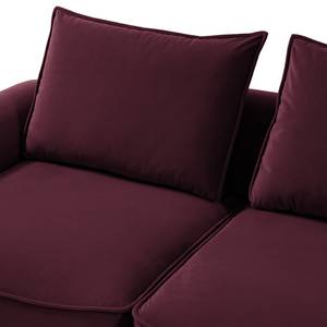 Ecksofa BUCKLEY mit Longchair Samt Shyla: Aubergine - Longchair davorstehend rechts