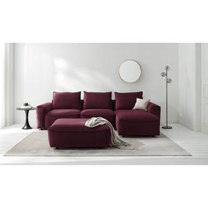 Ecksofa BUCKLEY mit Longchair Samt - Samt Shyla: Aubergine - Longchair davorstehend rechts