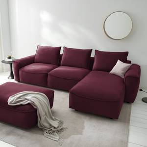 Ecksofa BUCKLEY mit Longchair Samt - Samt Shyla: Aubergine - Longchair davorstehend rechts