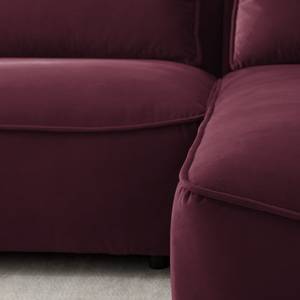 Ecksofa BUCKLEY mit Longchair Samt Shyla: Aubergine - Longchair davorstehend rechts